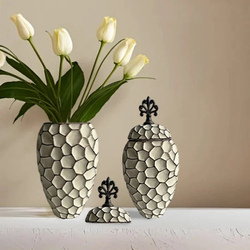 Afralia™ Geometric Diamond Check Ceramic Vase: Home Decor Floral Arrangement & Accessories