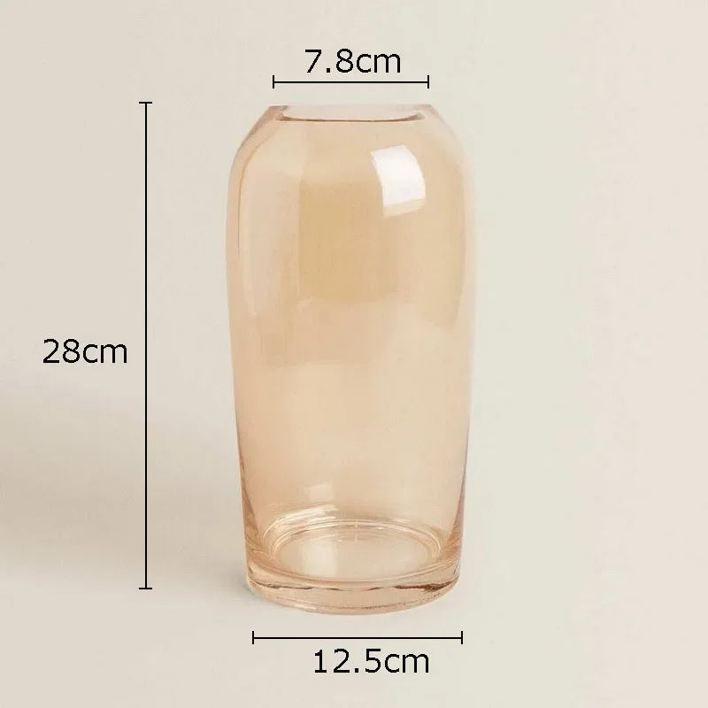 Afralia™ Amber Glass Vase Transparent Hydroponics Flower Pot Modern Home Decor