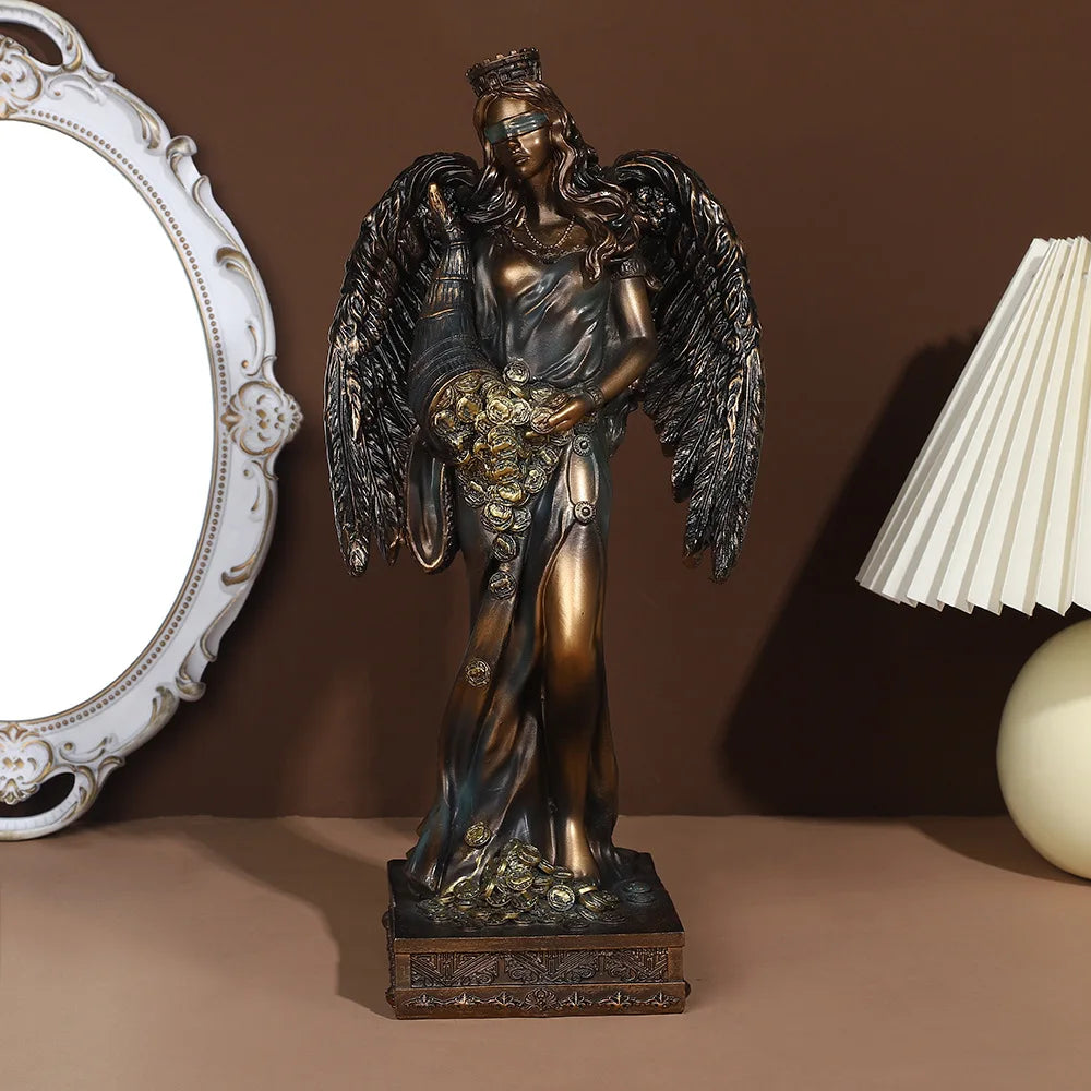 Afralia™ Greek Goddess Fortune Figurine - Wealth Sculpture Home Office Decor Gift