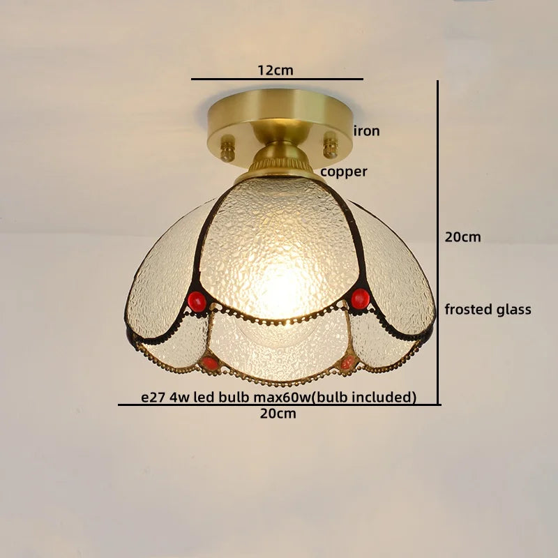 Afralia™ Glass Copper LED Ceiling Light - Nordic Home Lighting Fixture