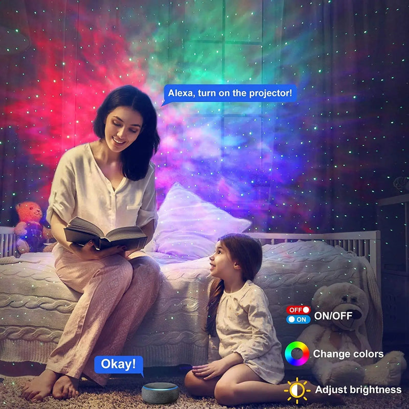 Afralia™ Star Projector Night Light: Smart WiFi Galaxy LED for Kids, Alexa & APP Control