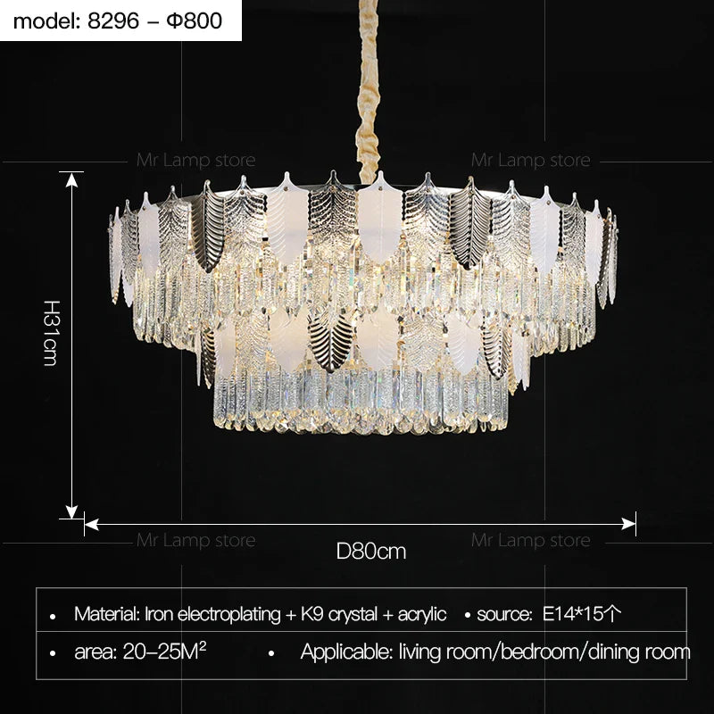 Afralia™ Retro Leaf Crystal Chandelier: Luxury Postmodern Living Room Lighting