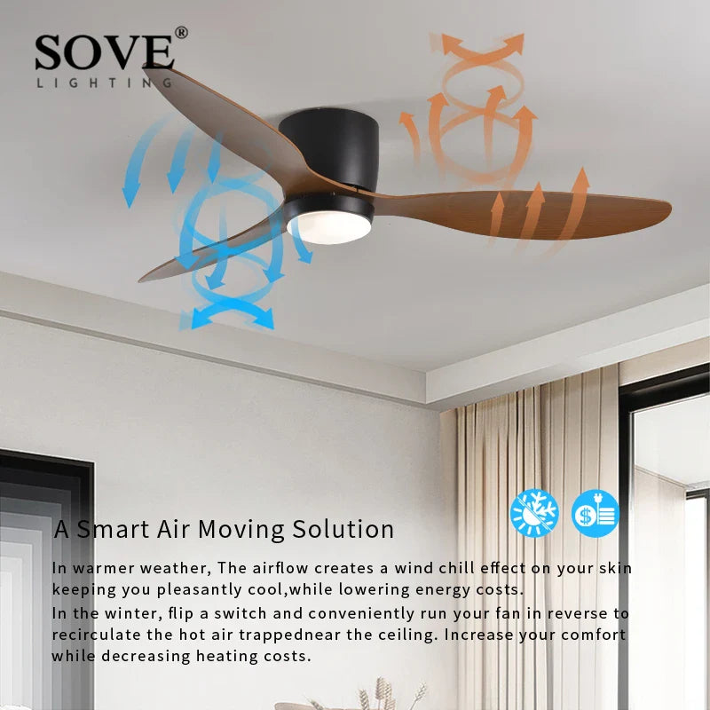 Afralia™ Low Profile Ceiling Fan with Light and Remote Control, Indoor/Outdoor, 42"/52"