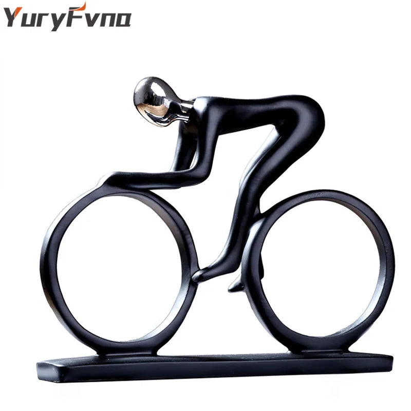 Afralia™ Cyclist Sculpture Figurine Abstract Art Home Decor Champion Athlete