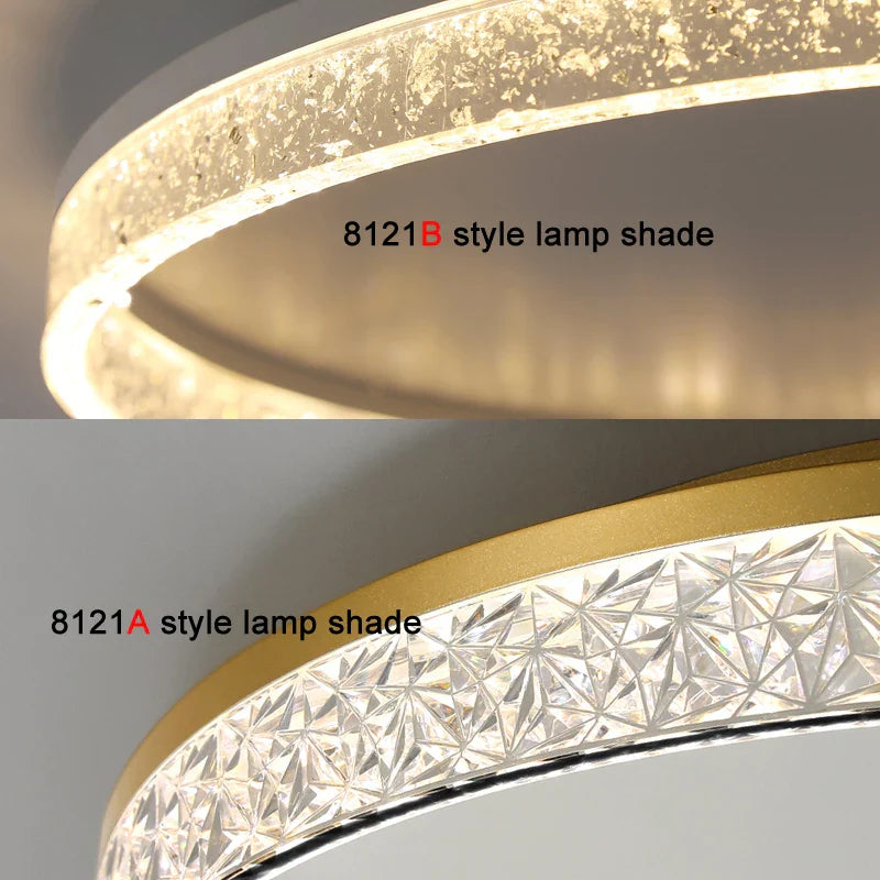 Afralia™ Round LED Chandeliers White Gold Frame for Bedroom Dining Living Room Lighting