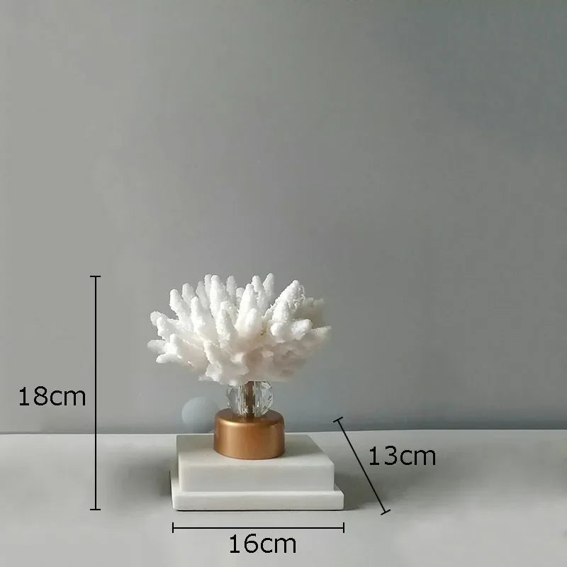 Afralia™ White Coral Resin Sculpture Modern Desk Decor Art Crafts Ornament