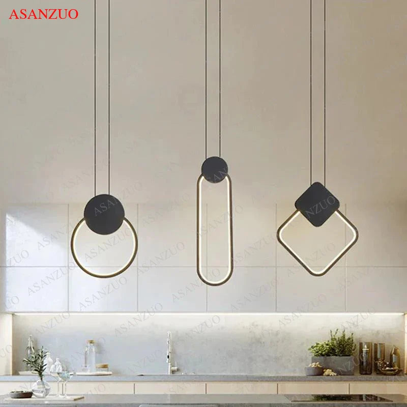 Afralia™ Black Ring Pendant Lamp Dimmable LED Ceiling Hanging Light