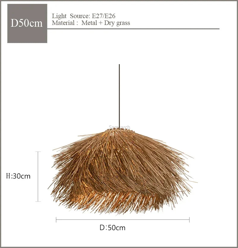 Afralia™ Rattan Pendant Lamp Chandelier for Restaurant Bar Home Decor, E27 Bulb