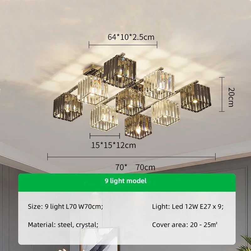 Afralia™ Modern Chrome LED Ceiling Chandelier with K9 Crystal Lighting Art