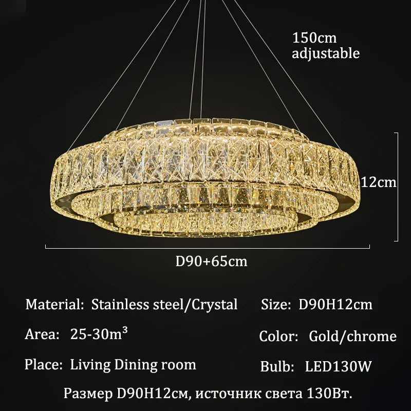 Afralia™ Crystal Chandelier: Elegant LED Ring Pendant Light for Home Dining Room Decor