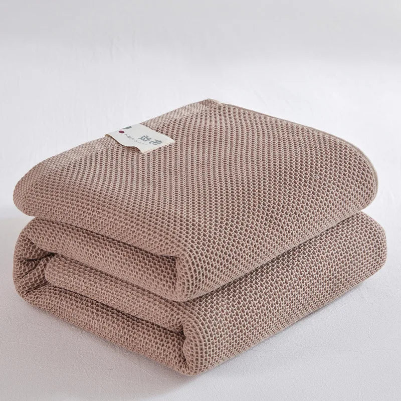 Afralia™ Cotton Honeycomb Towel Blanket for Single Double - Breathable Cozy Sofa Cover