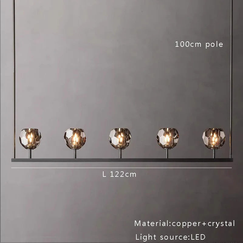 Afralia™ Black Bronze Copper Crystal Chandelier Lights for Kitchen Island Dining Decor