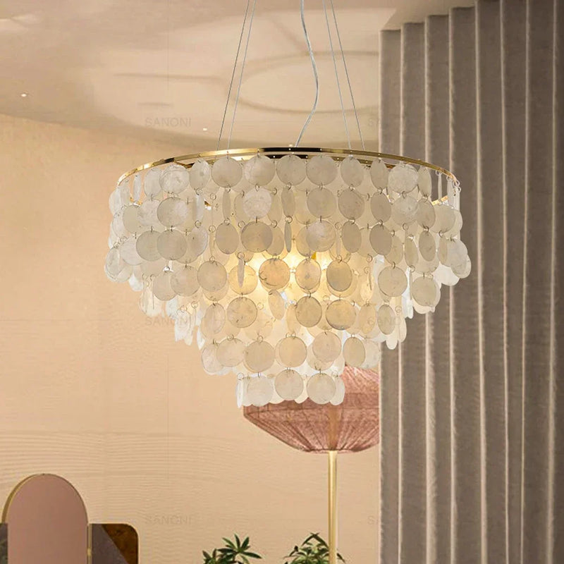 Afralia™ Modern LED Chandelier Lights - Elegant Shell Pendant Lamps