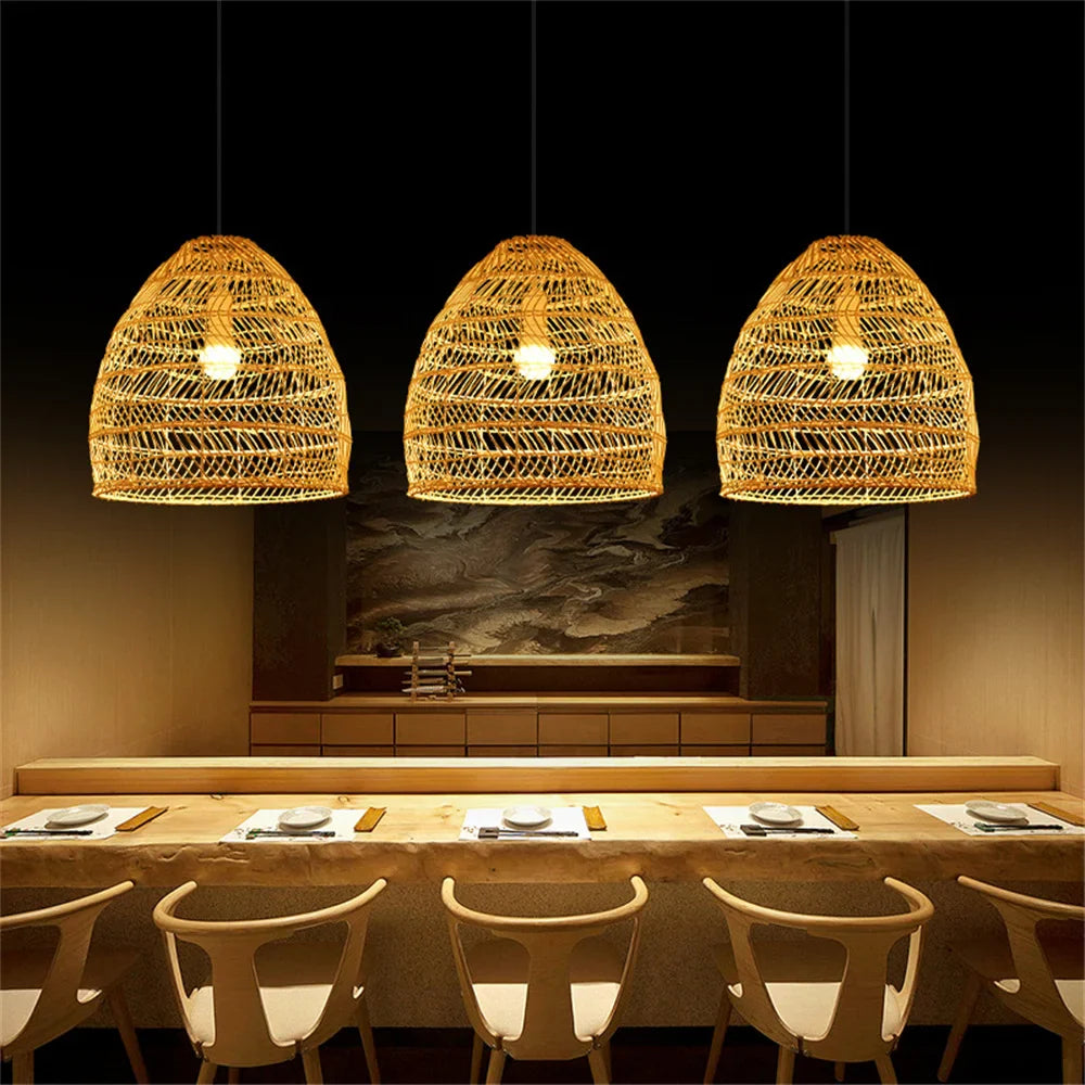 Afralia™ Woven Vine Rattan Chandelier Zen Tea Room Lighting Zen Art RestaurantunuZenhomesta Bar