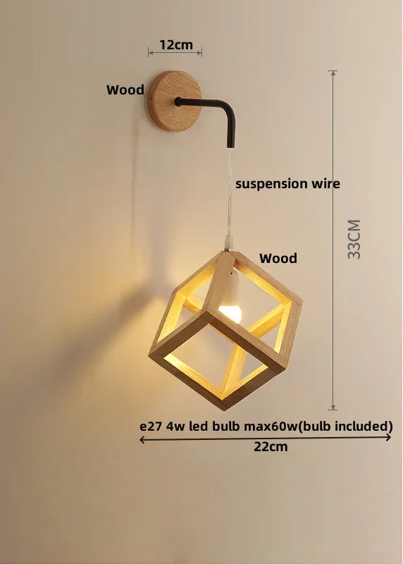 Afralia™ Wood Cube LED Wall Lamp - Modern Nordic Design for Home Decor