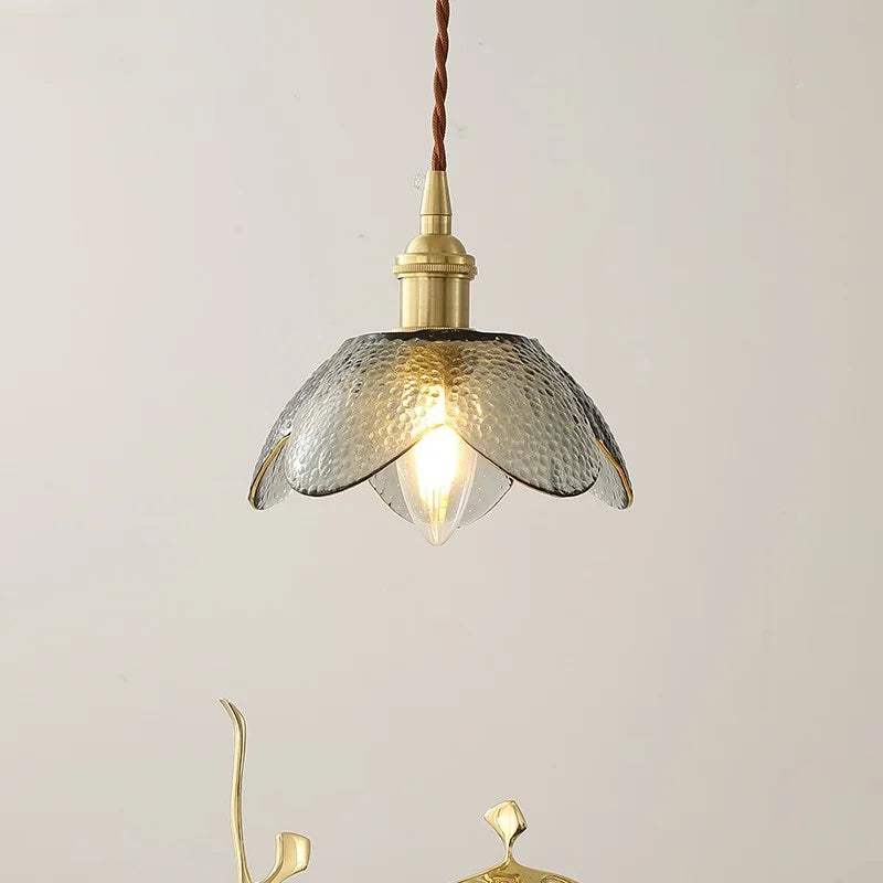 Afralia™ Glass Copper LED Hanging Light: Nordic Pendant Lamp, Living Room Bedroom Coffee Knob Switch