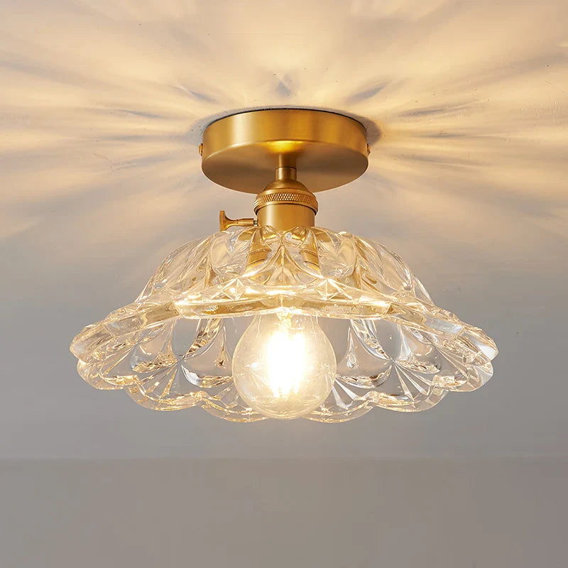 Afralia™ Glass Copper LED Ceiling Light - Simple Art Decorative Chandelier