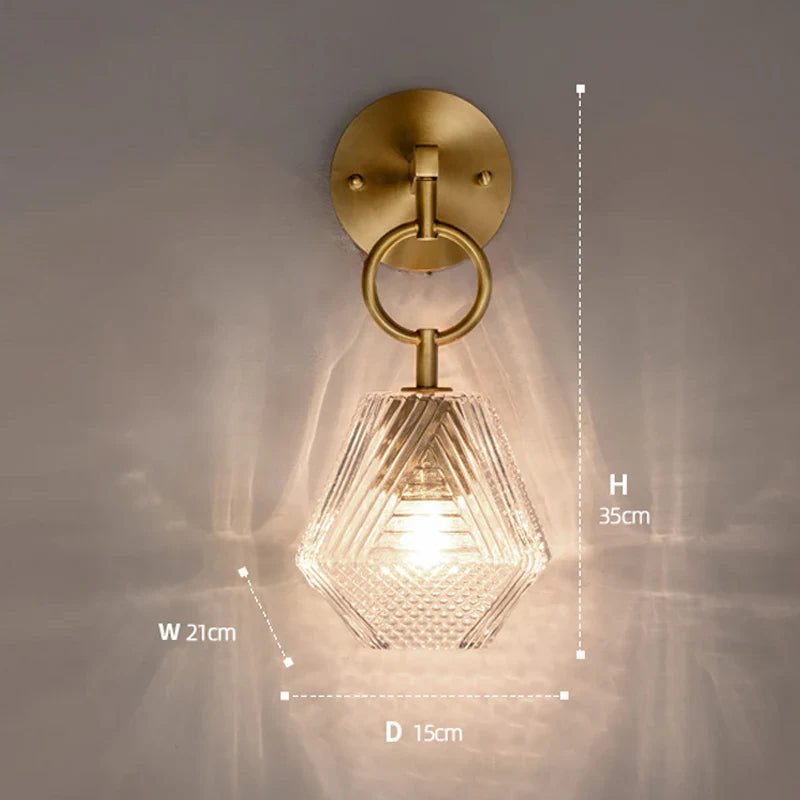 Afralia™ Vintage Glass Wall Lamp LED Sconce, American Style for Bedroom & Bathroom