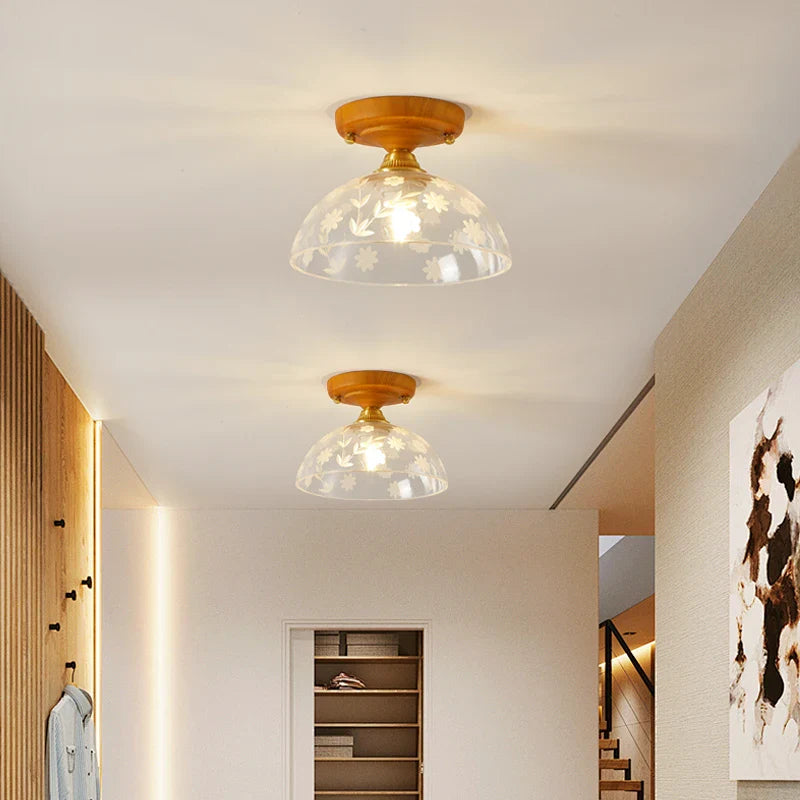 Afralia™ Brass Glass Ceiling Lamp Modern LED Light Fixture - Elegant Home Decor