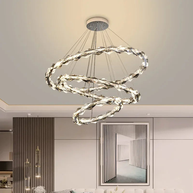 Afralia™ Crystal Ring Chandelier: Modern Dimmable LED Ceiling Fixture