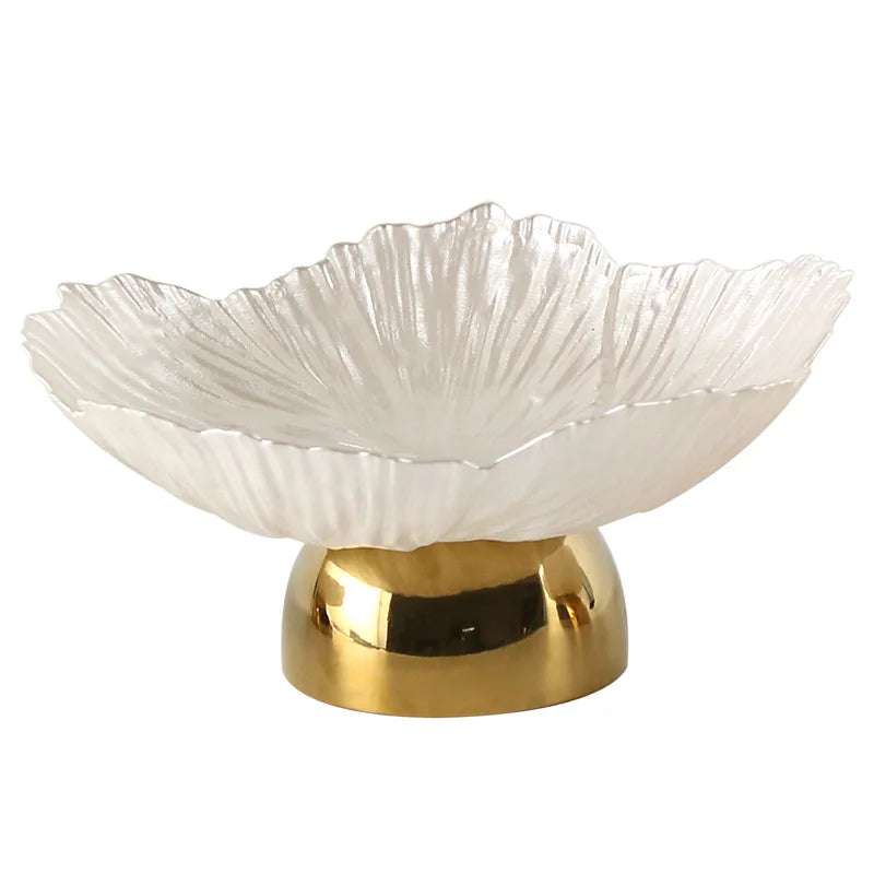 Afralia™ Metal Tray Petal Shape Snack Plate Jewelry Storage Home Decoration