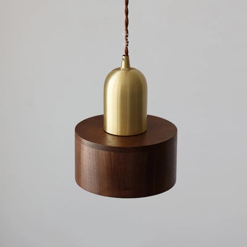 Afralia™ LED Hanging Lamp Copper Walnut Wood Pendant Light