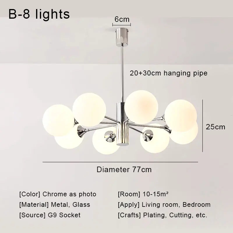 Afralia™ Glass Ball LED Ceiling Chandelier for Modern Living Room and Bedroom