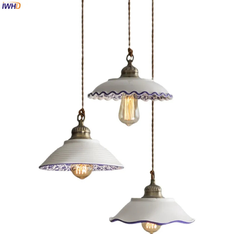 Afralia™ Ceramic Vintage Hanging Pendant Lights for Home Decor