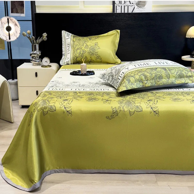 Afralia™ Multicolour Floral Patchwork Satin Bed Cover Set for Smooth Summer Comfort
