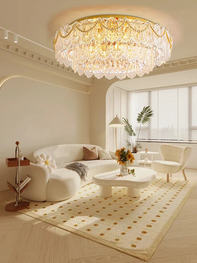 Afralia™ Gold Pearl Pendant Chandelier - Living Room & Bedroom Decor