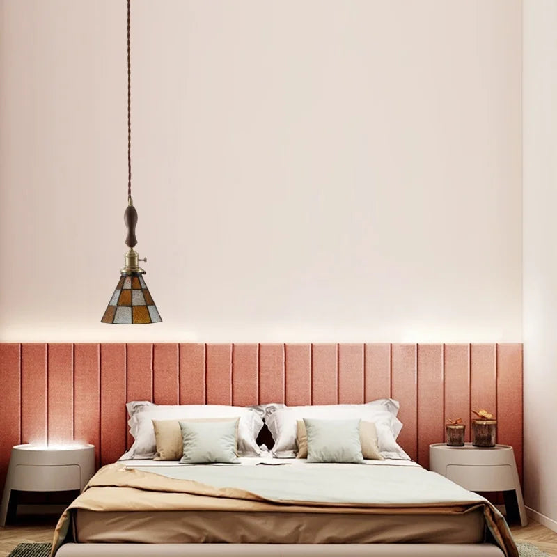 Afralia™ Glass LED Pendant Lamp Japanese Vintage Style for Home and Bar