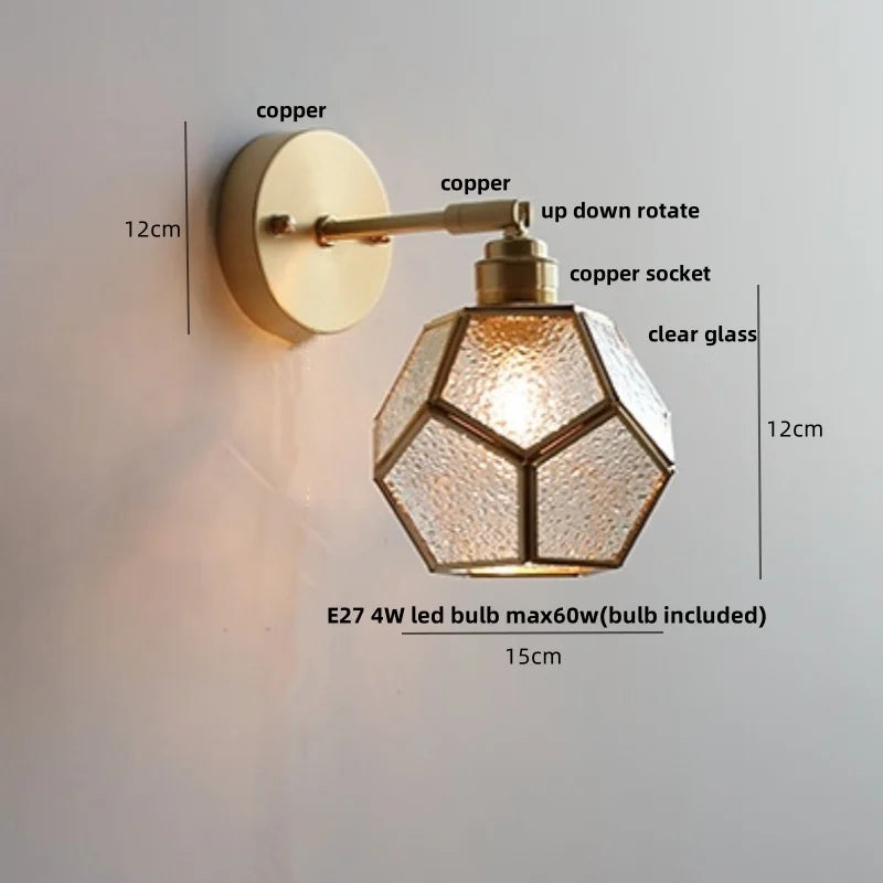 Afralia™ Colorful Square Glass LED Wall Lights with Pull Chain Switch, Tiffany Style