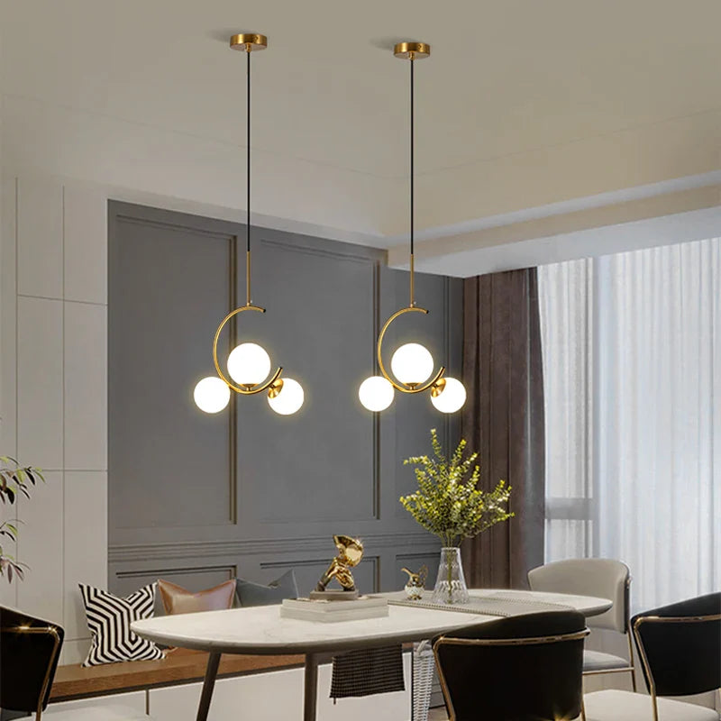 Afralia™ Glass Ball LED Chandelier for Dining Room, Kitchen, Bedroom, Bar