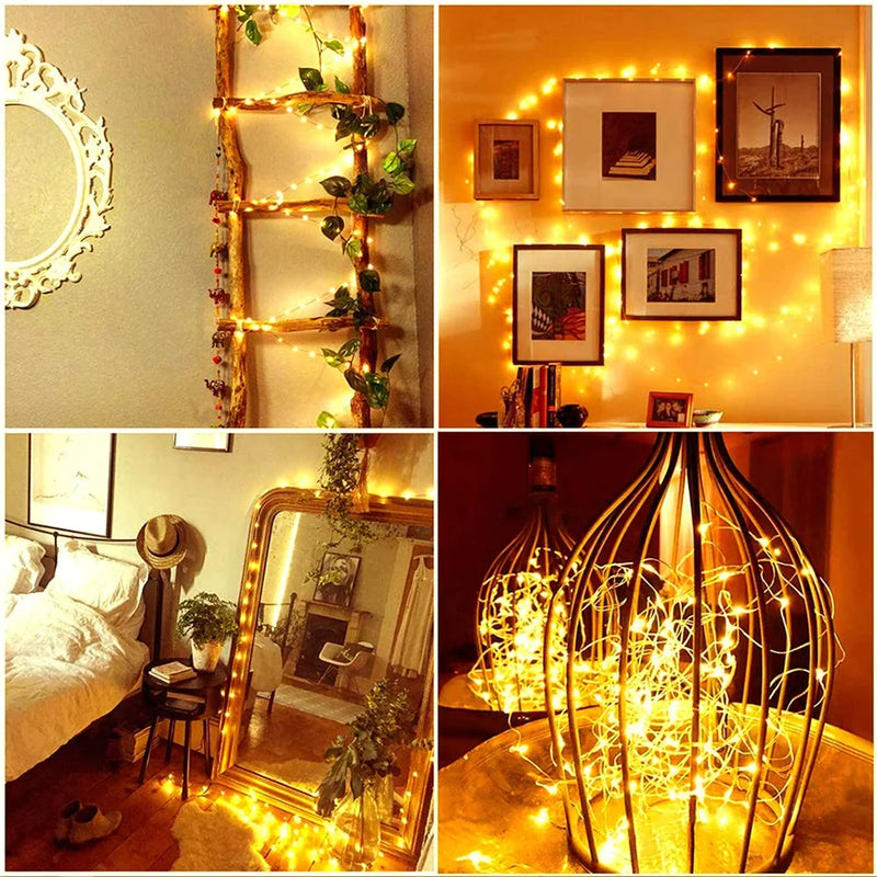 Afralia™ Copper Wire Fairy Lights for Christmas Tree Wedding Party