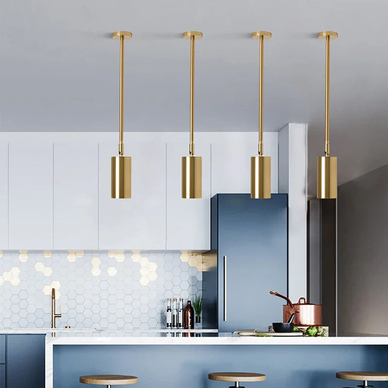 Afralia™ Gold Long Arm Ceiling Pendant with Rotating LED Spotlights