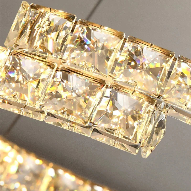 Afralia™ Crystal Ceiling Chandelier: Modern Stainless Steel LED Indoor Lighting for Living Room & Bedroom