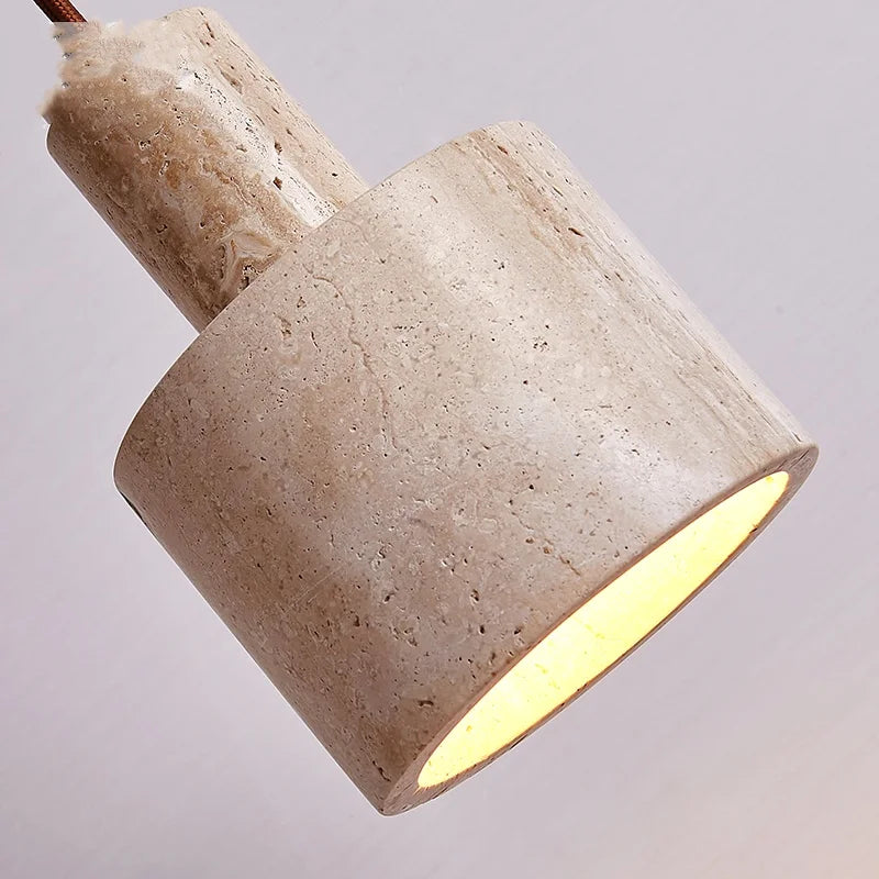 Afralia™ Yellow Travertine Stone Pendant Lamp for Bedroom Balcony Cafe, 2m Wire, Nordic Modern Style