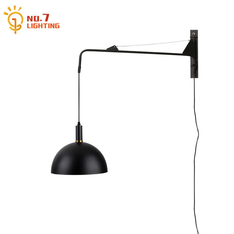 Afralia™ Gold/Black Swing Arm Wall Lamp LED E27, Adjustable & Rotatable Sconce