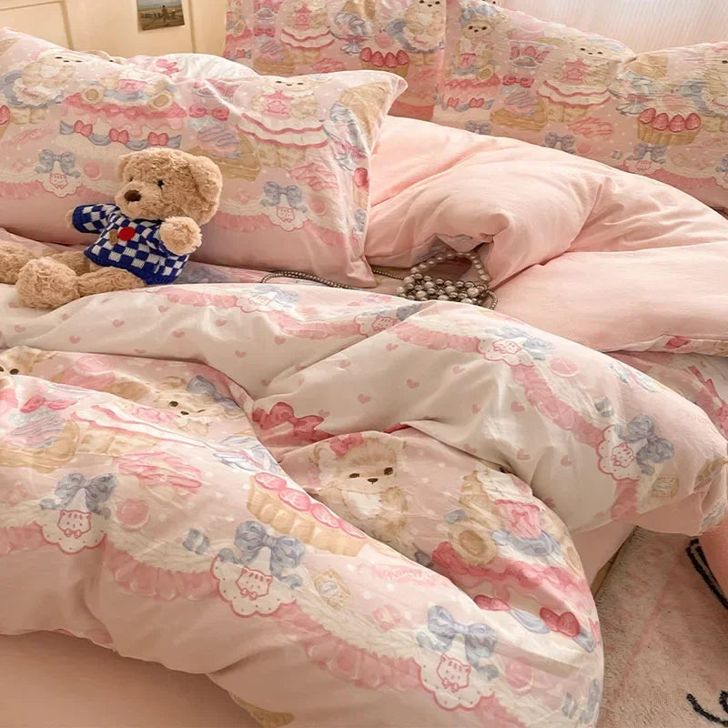 Afralia™ Cozy Cartoon Printed Cotton Comforter Set for Adults