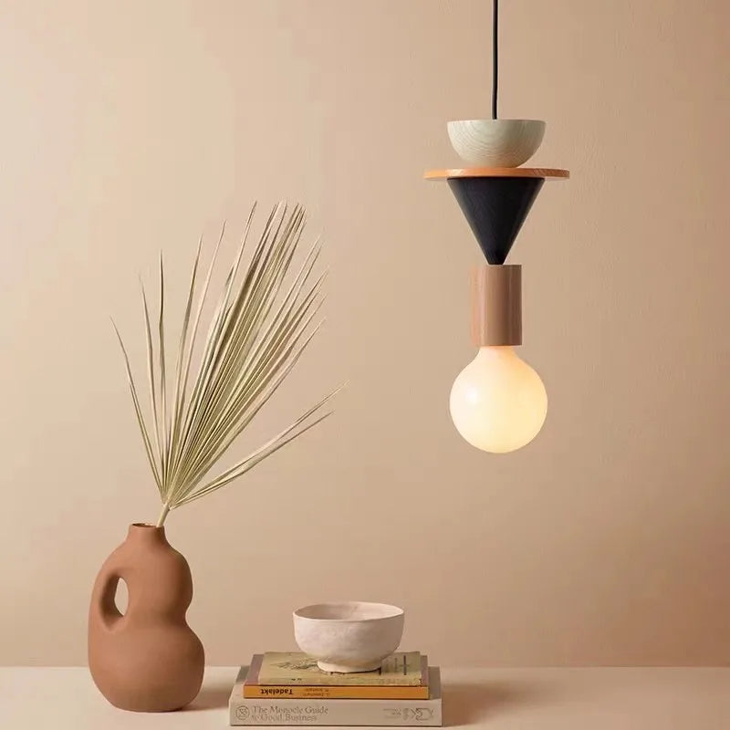 Afralia™ LED Wooden Pendant Light: Nordic Design, Kawaii Bedroom Decor Fixture