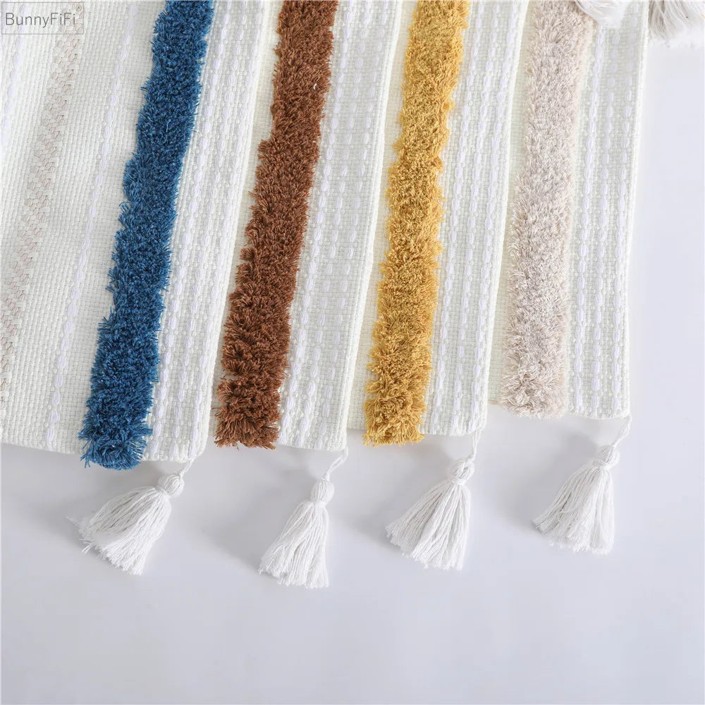 Afralia™ Boho Woven Tassel Tufted Throw Pillow Case for Sofa Bed Chair