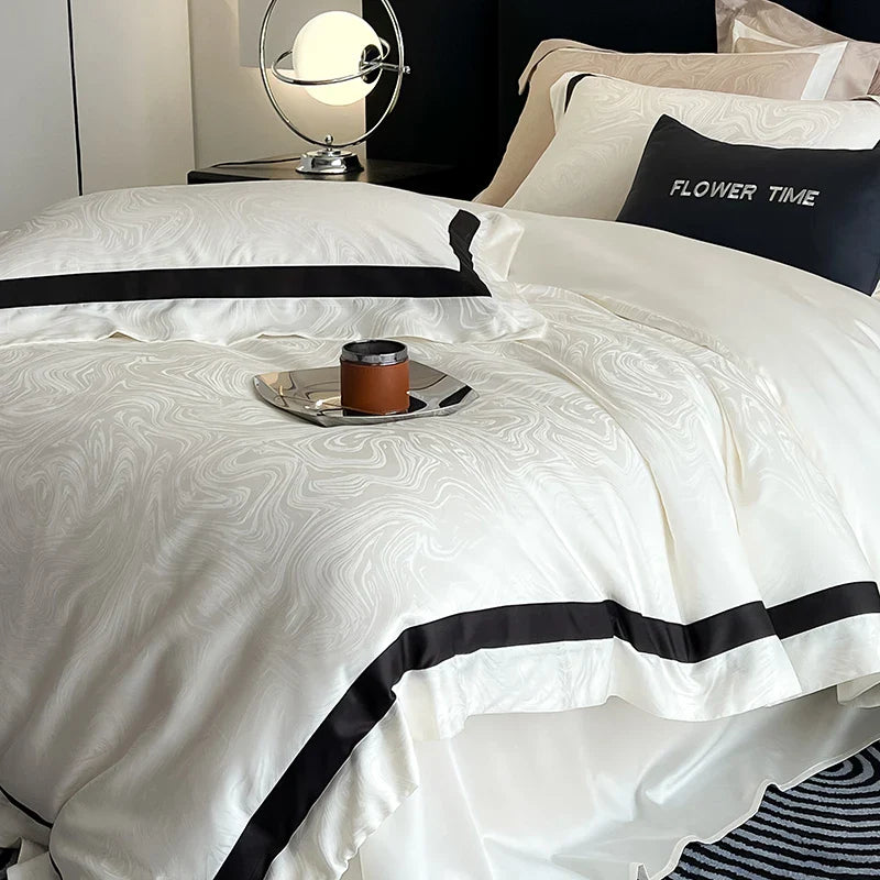 Afralia™ Silky Cool Cotton Jacquard Bedding Set with Luxe Lyocell, Soft & Breathable Quality