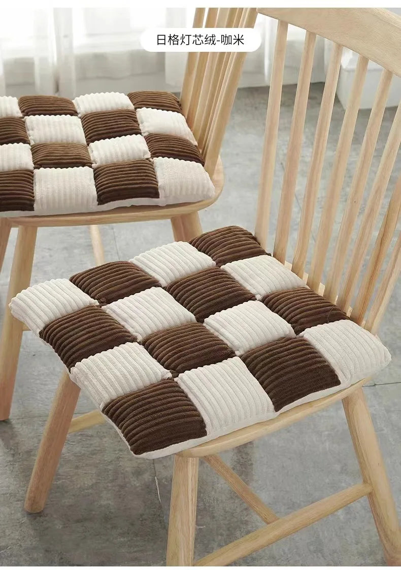 Afralia™ Corduroy Cushion: Plaid Thickened Office Chair, Dining Chair, Sofa Floor Cushion