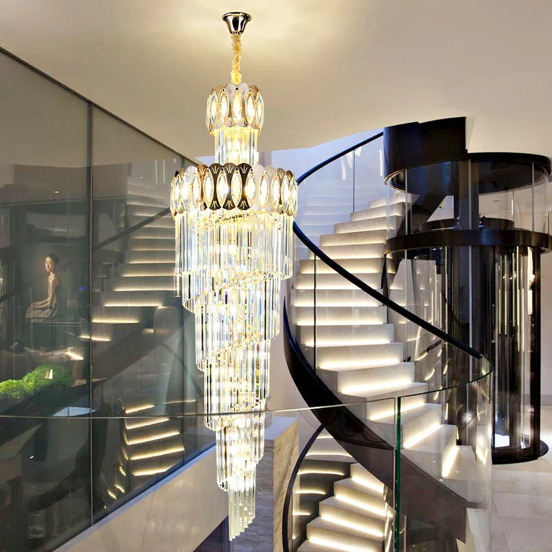 Afralia™ Villa Stair Chandelier: Luxury Post-modern Pendant Light for Hotel Lobby