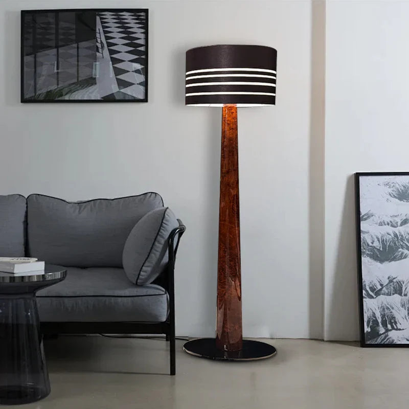 Afralia™ Luxury Solid Wood Leather Floor Lamp for Office & Living Room