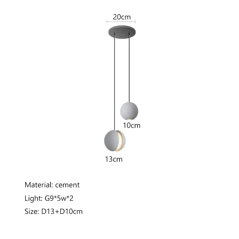 Afralia™ Cement Planet Chandelier Hanging Lamp for Dining Room & Bedroom