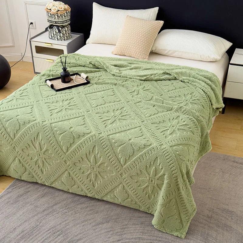 Afralia™ Jacquard Coral Velvet Sofa Cover Blanket | Soft & Warm for Spring/Autumn