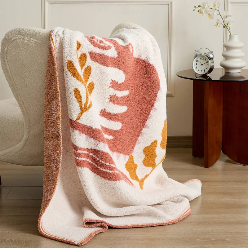 Afralia™ Kawaii Crocodile Pattern Throw Blanket