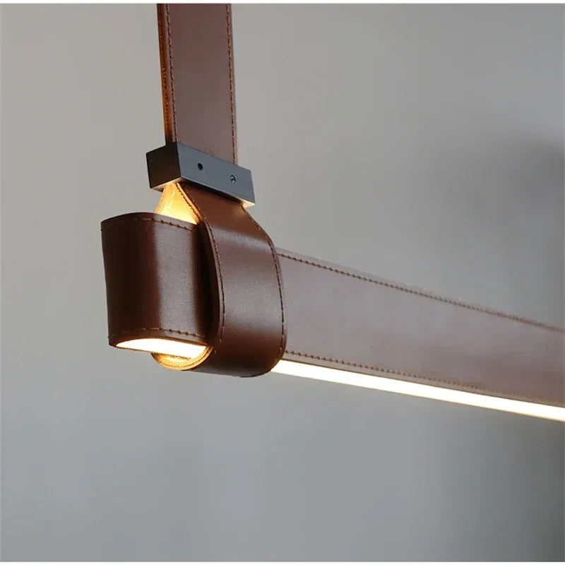 Afralia™ Nordic Leather Chandelier for Dining Table Kitchen Island Office Pendant Lighting