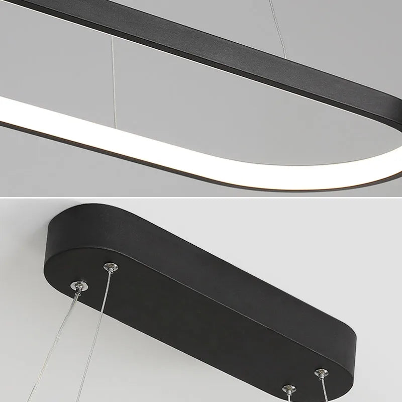 Afralia™ Modern Black Ring LED Pendant Light Chandelier for Home Decoration